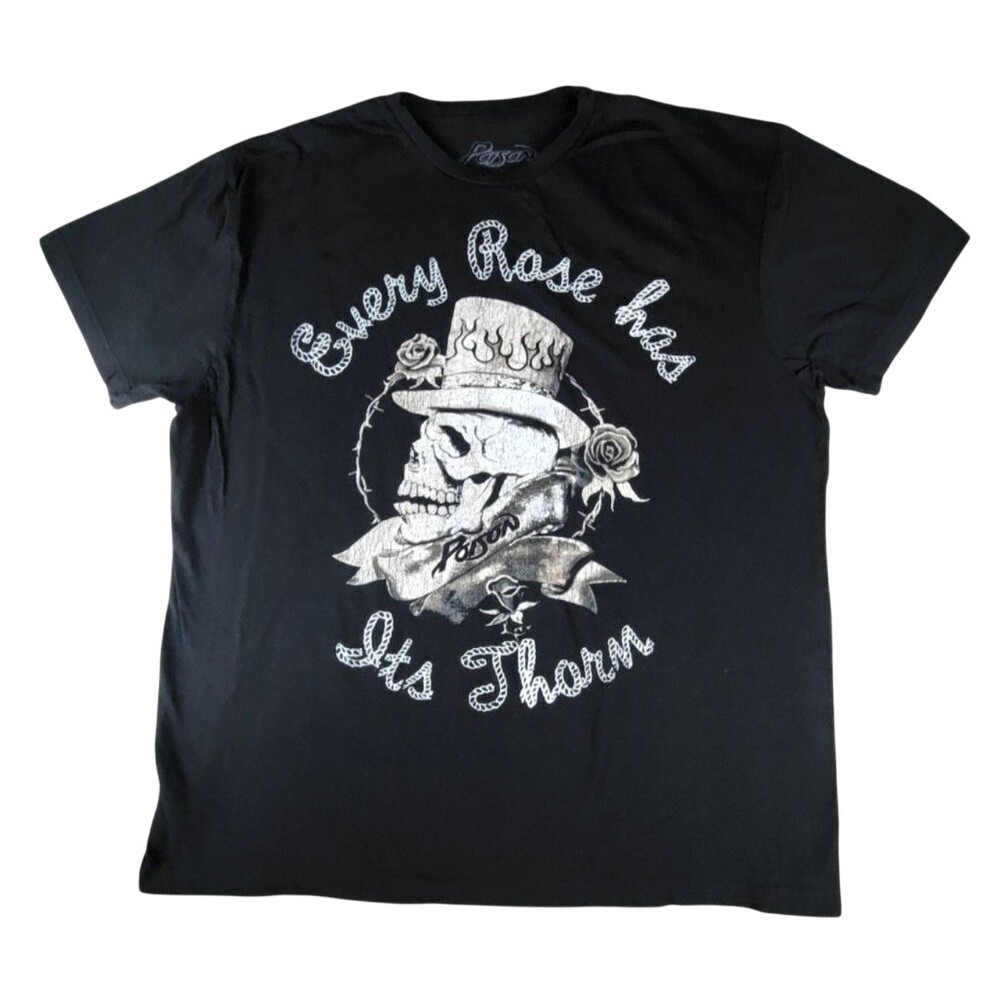 Poison Shirt Mens Big 1X Black Every Rose Has Its Thorn Graphic Band Tee